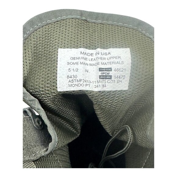 Military Combat Boots 5.5 N Sage Leather & Man-Made Materials Vibram Sole USA - Picture 2 of 12